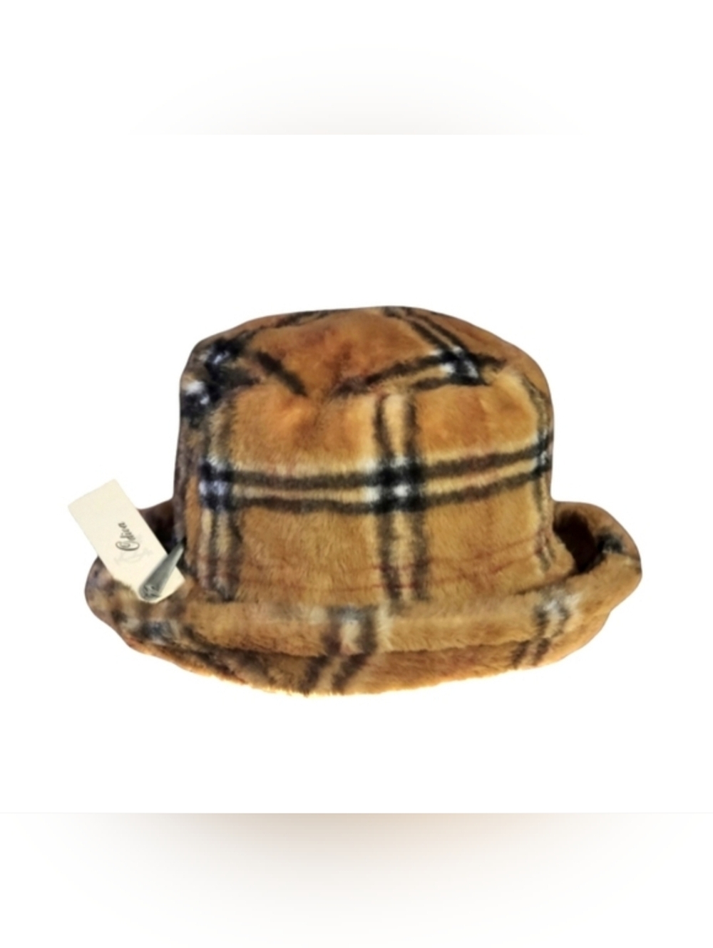 Furry Plaid Bucket Hat